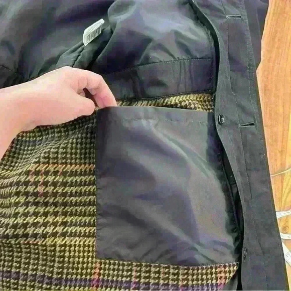 Vintage 90s Oversized Minimalist Unisex Black Belted Long Jacket Trench Coat - Picture 6 of 16